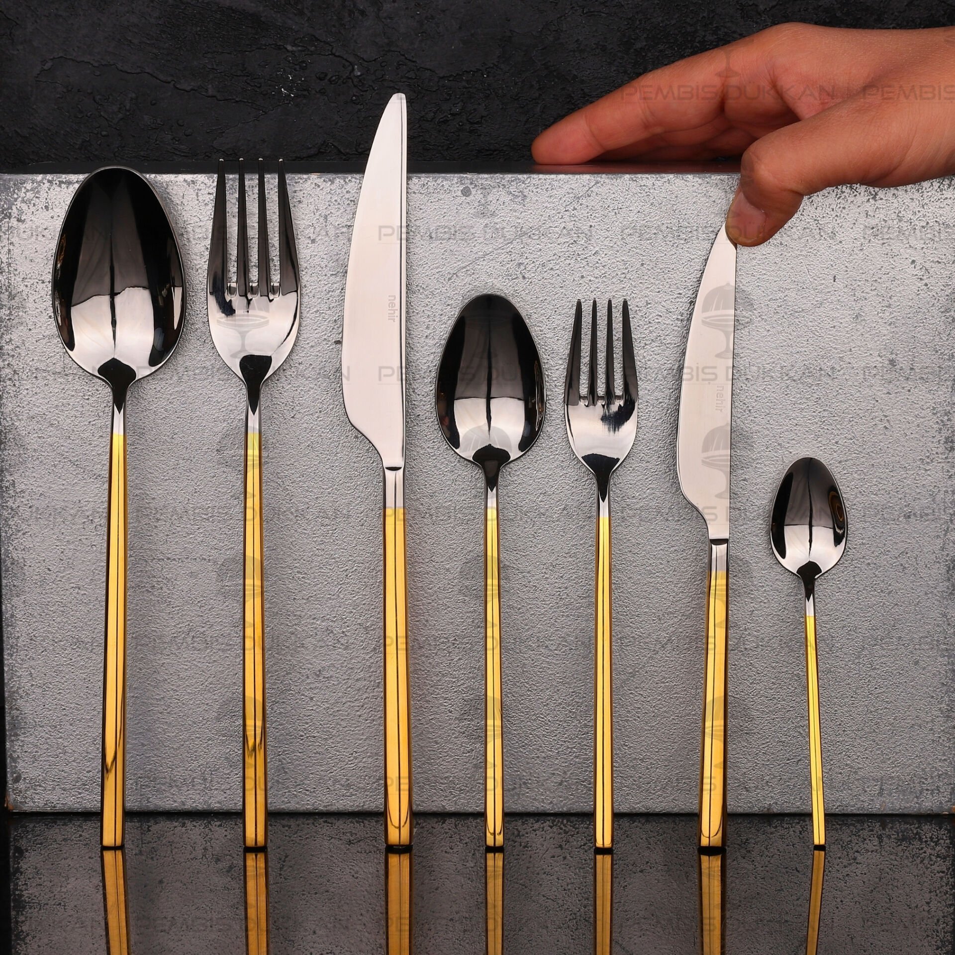 6 KİŞİLİK NEHİR GLORİA ALTIN 36 PARÇA PASLANMAZ ÇELİK ÇKB SET