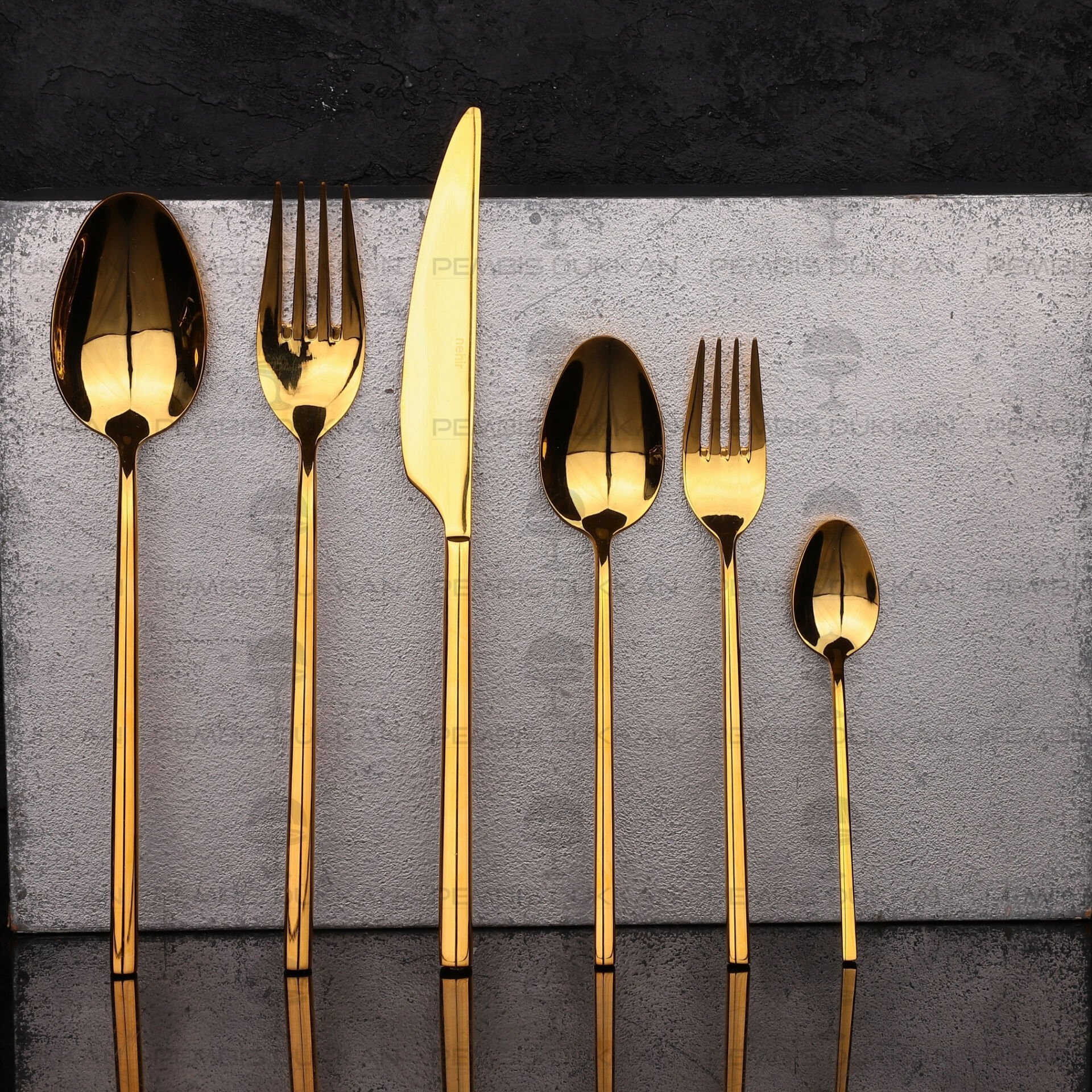 6 KİŞİLİK NEHİR GLORİA TİTANYUM ALTIN 36 PARÇA PASLANMAZ ÇELİK ÇKB SET