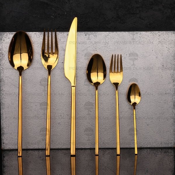 6 KİŞİLİK NEHİR GLORİA TİTANYUM ALTIN 36 PARÇA PASLANMAZ ÇELİK ÇKB SET