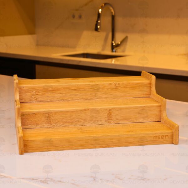 3 BASAMAKLI TEZGAH ÜSTÜ, 12Lİ BAMBU KAPAKLI BAHARATLIK KOMBİN SET (330-6508-6510-6512)