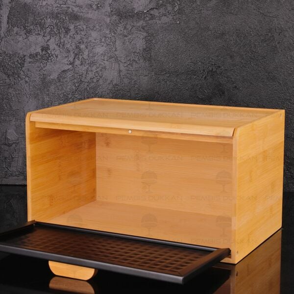 HİRA SİYAH METAL KAPAKLI, BAMBU EKMEKLİK (5T09)