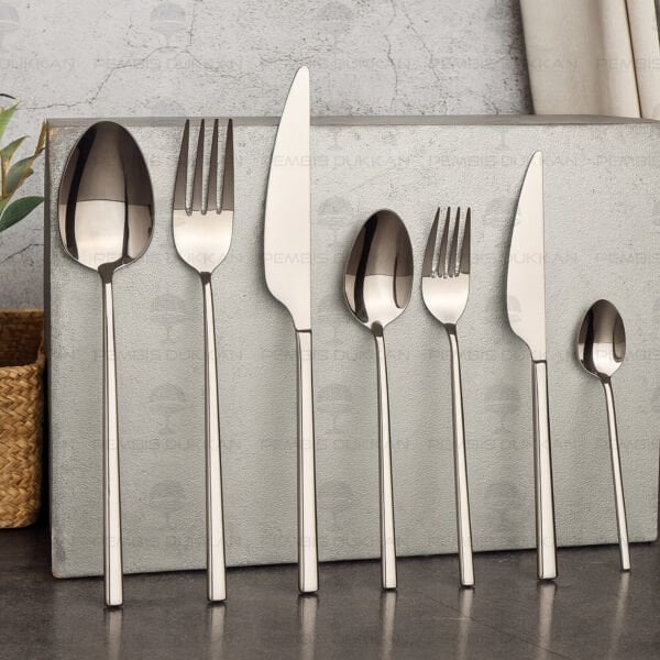 12 KİŞİLİK NEHİR GLORİA SADE 84 PARÇA PASLANMAZ ÇELİK ÇKB SET