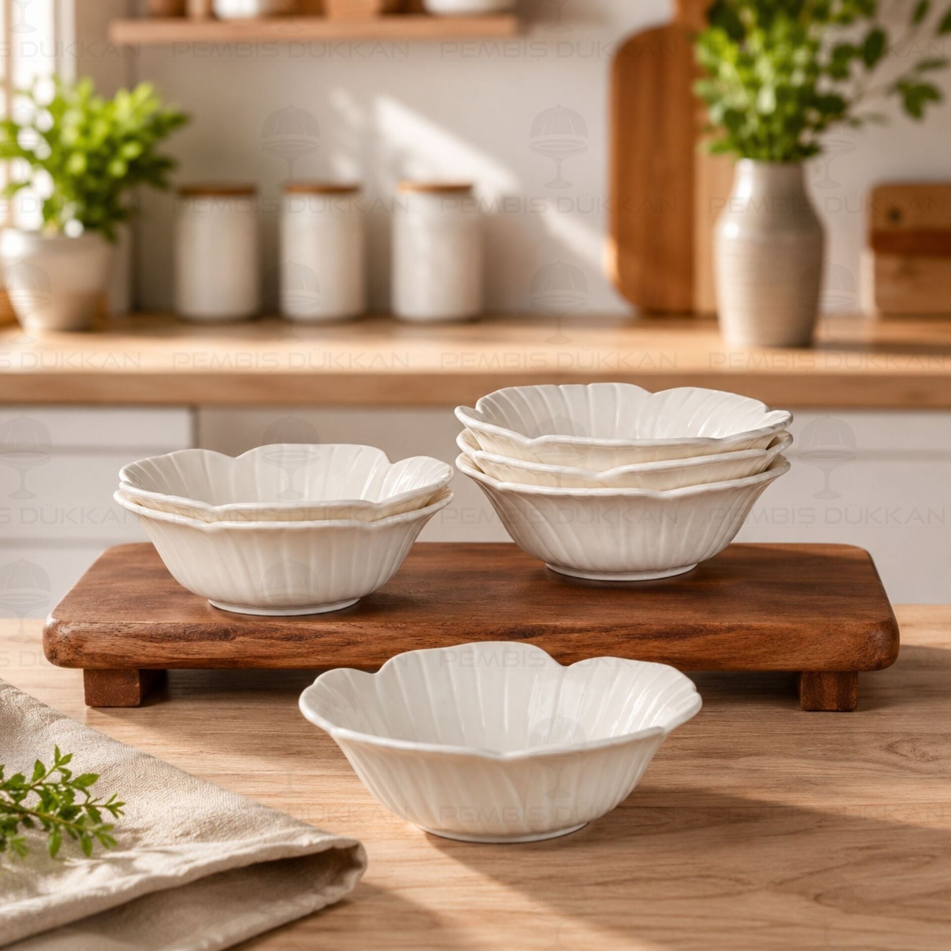 Rose Beyaz Porselen 6lı 12cm Porselen Kahvaltılık & Çerez Kase (26103)