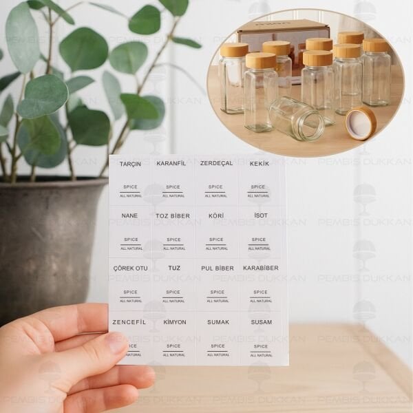 ÇEKMECE İÇİ 2 BASAMAKLI, 12Lİ BOHEM BAMBU KAPAKLI BAHARATLIK SET (1355)