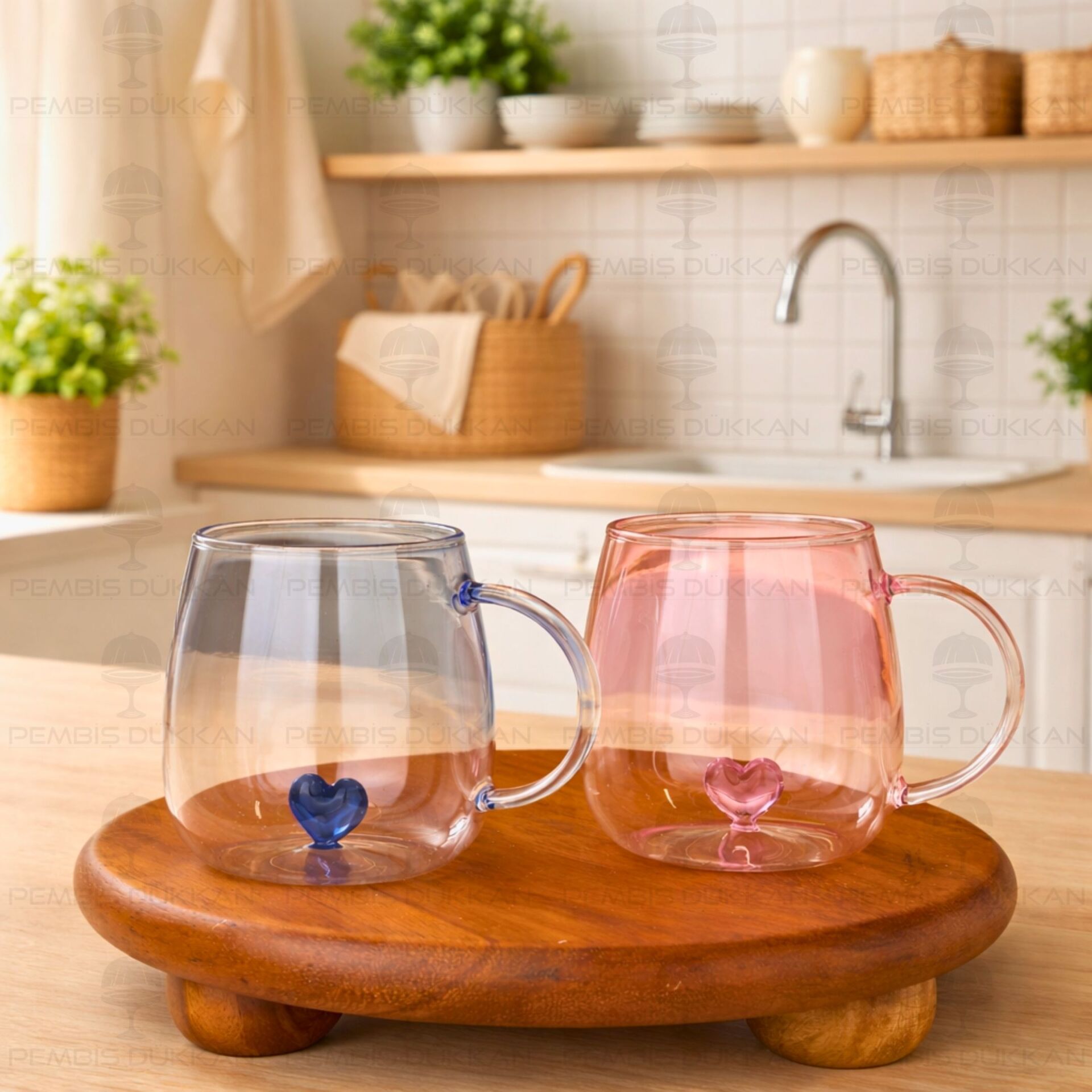 2Lİ KALP FİGÜRLÜ RUDİ CAM KUPA 250ML (1J32)