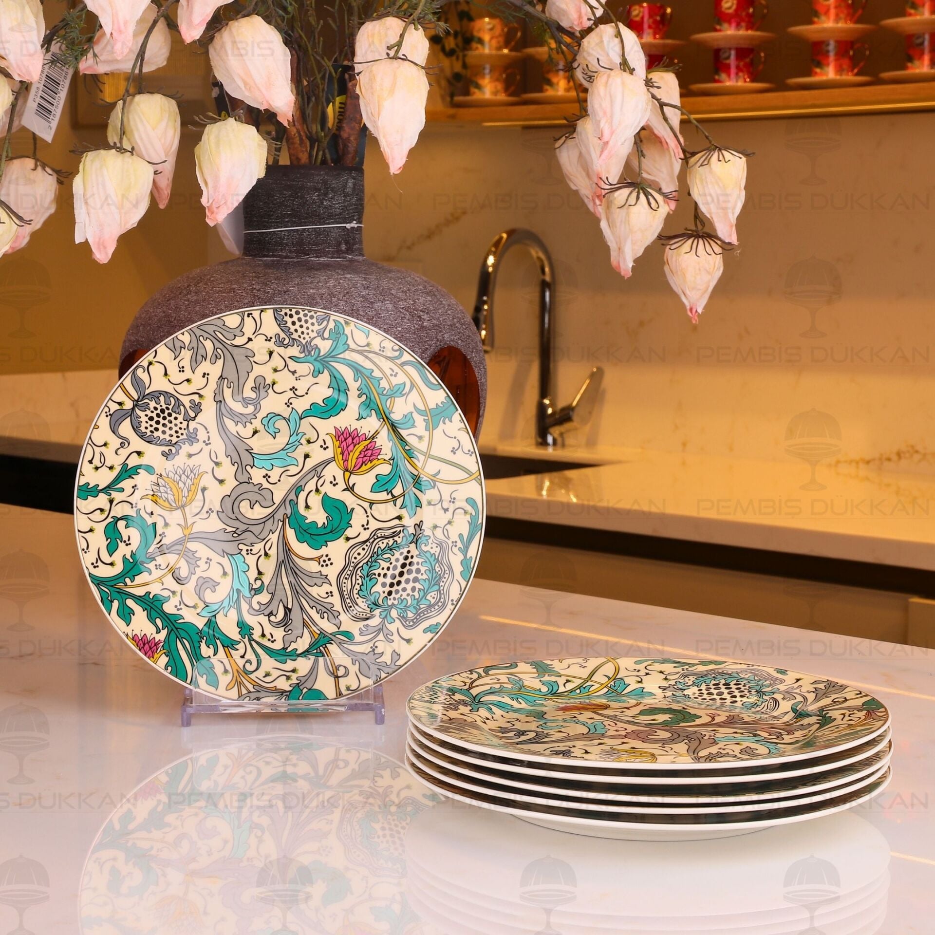 TURGUOİSE 6LI PASTA TABAĞI TAKIMI