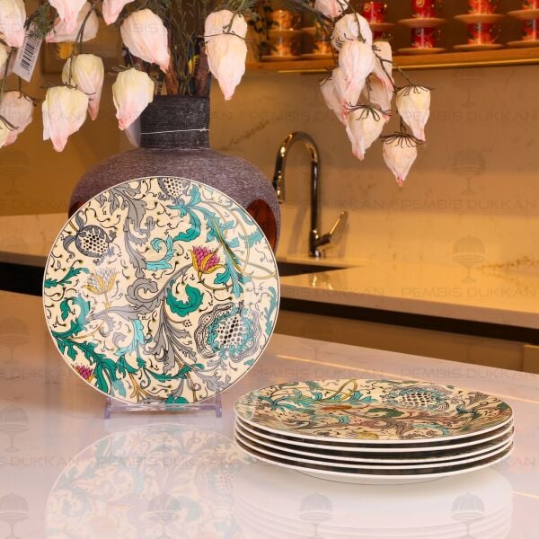 TURGUOİSE 6LI PASTA TABAĞI TAKIMI