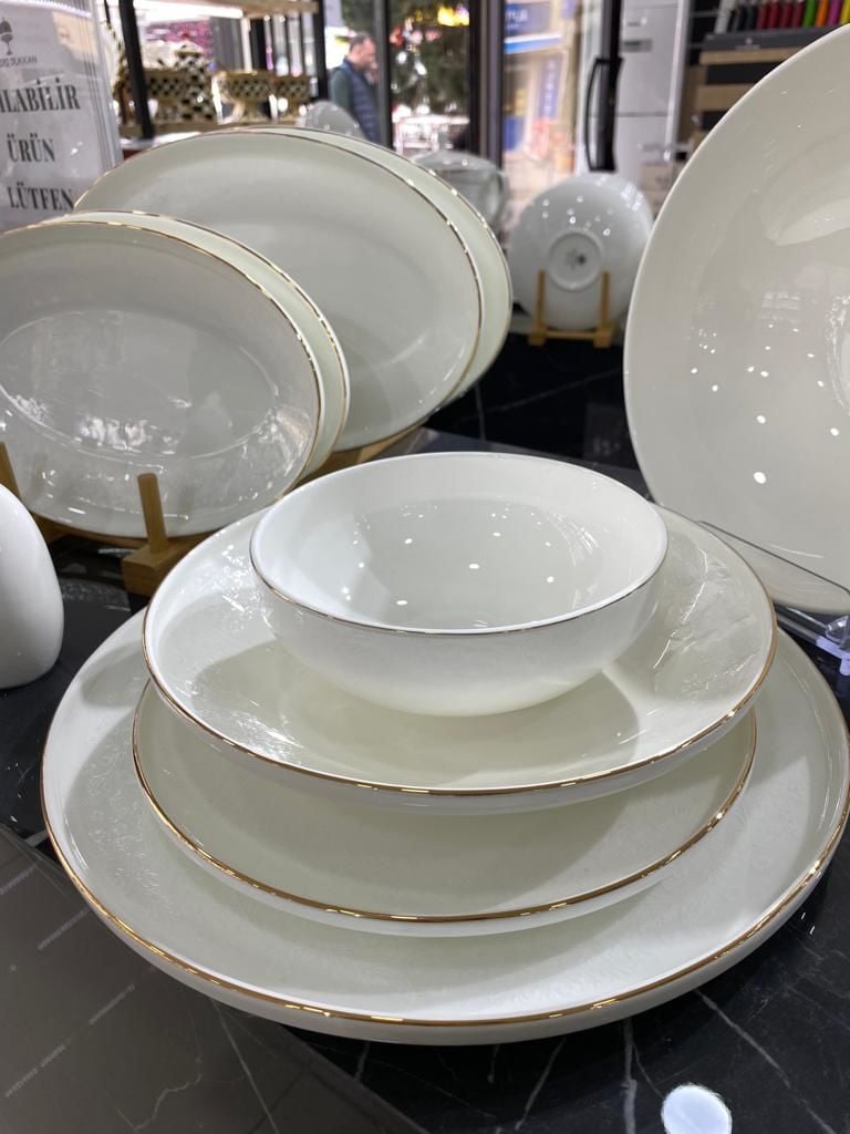 GNL VAVEYLA 55 PARÇA HAYALET DESEN GOLD YEMEK TAKIMI