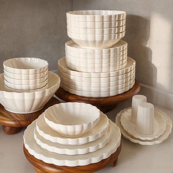 İSTİRİDYE 6 KİŞİLİK 29 PARÇA BEYAZ PORSELEN YEMEK TAKIMI