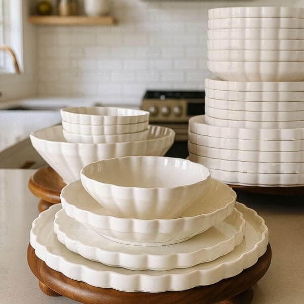 İSTİRİDYE 6 KİŞİLİK 29 PARÇA BEYAZ PORSELEN YEMEK TAKIMI