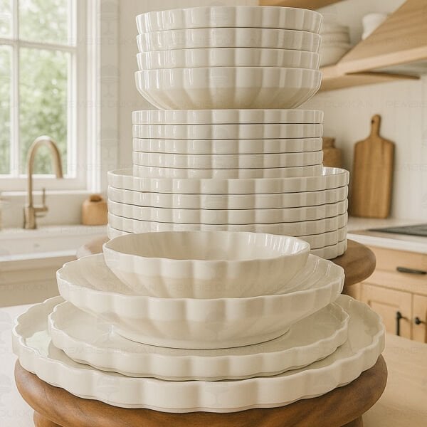 İSTİRİDYE 6 KİŞİLİK 29 PARÇA BEYAZ PORSELEN YEMEK TAKIMI