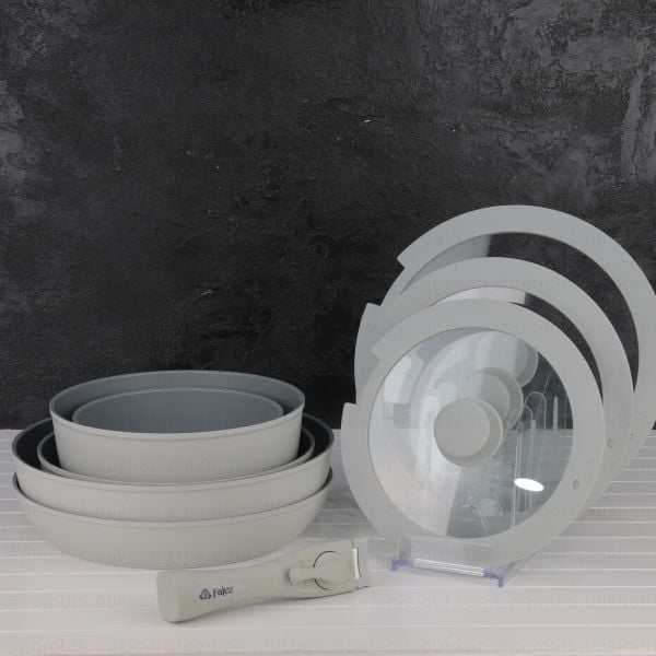 FALEZ AURİS TAK ÇIKAR KULP TENCERE SET GRİ