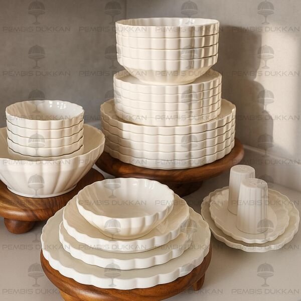 29 PARÇA SADE İSTİRİDYE MODEL PORSELEN YEMEK TAKIMI