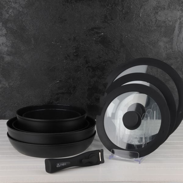 FALEZ AURİS TAK ÇIKAR KULP TENCERE SET SİYAH