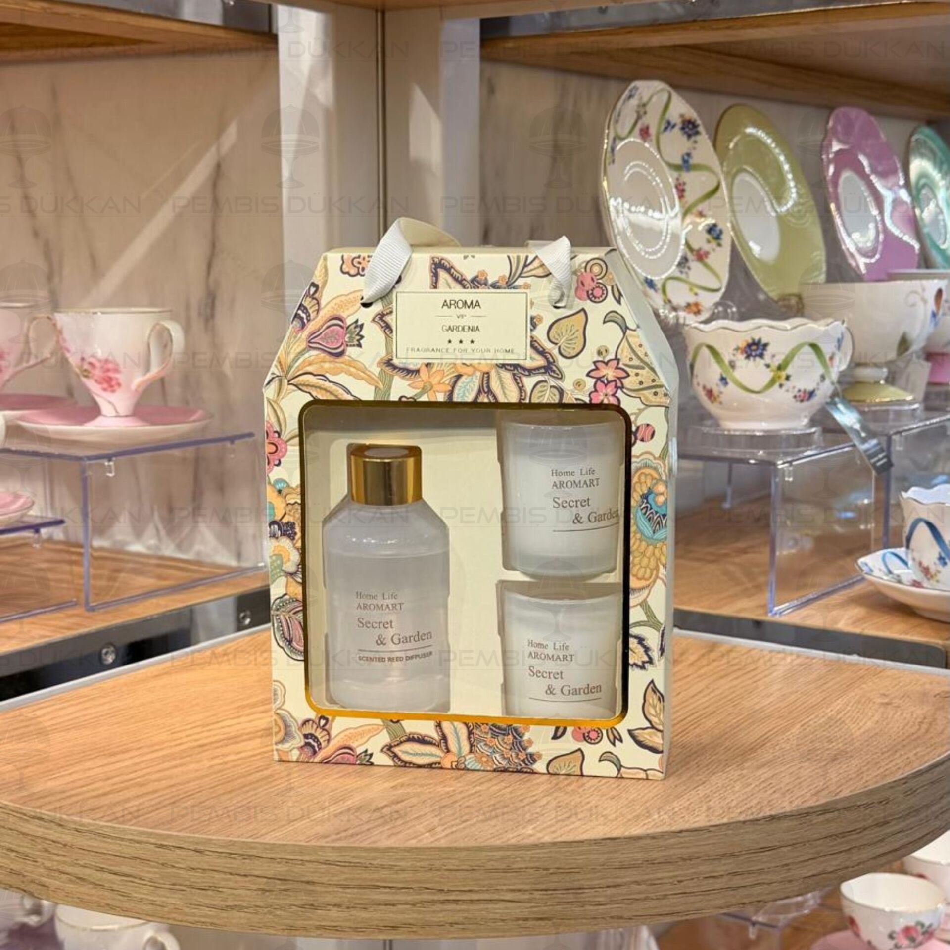 3 PARÇA VELVET GARDENYA ODA KOKULU & MUMLU SET