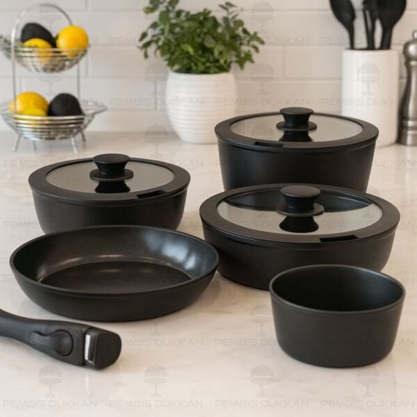 FALEZ AURİS TAK ÇIKAR KULP TENCERE SET SİYAH