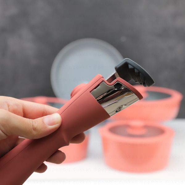 FALEZ AURİS TAK ÇIKAR KULP TENCERE SET PEMBE