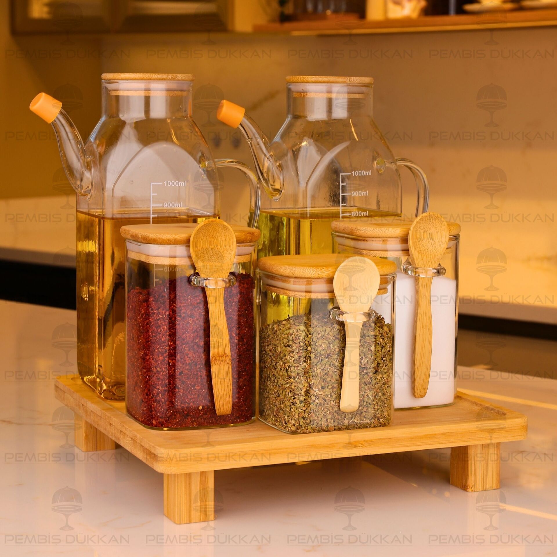 5Lİ KARE STANDLI, OCAK YANI YAĞDANLIK KOMBİN SET NO17