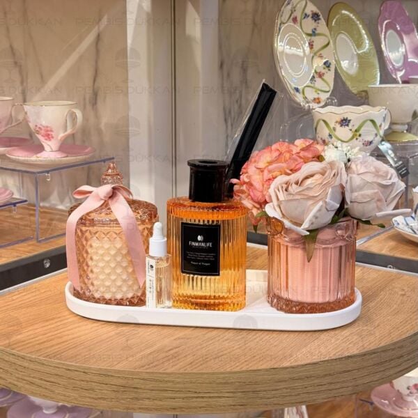 4 PARÇA FINMANLIFE PEMBE ODA KOKULU & MUMLU SET