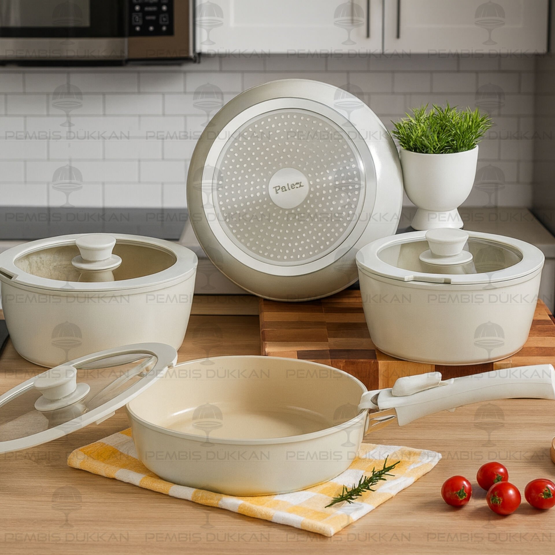 FALEZ AURİS TAK ÇIKAR KULP TENCERE SET KREM