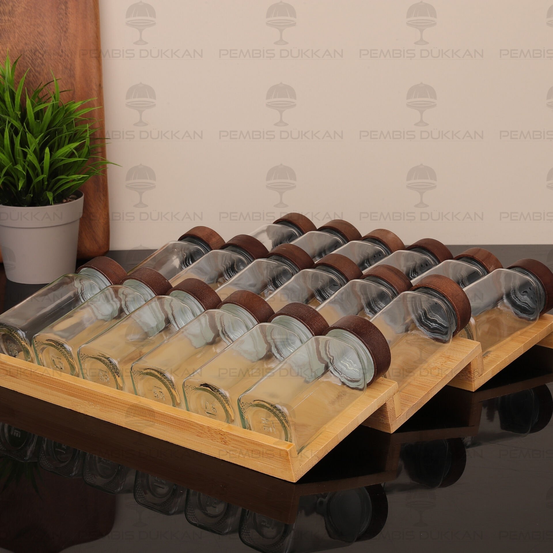 ÇEKMECE İÇİ 3 BASAMAKLI, 18Lİ BOHEM AKASYA KAPAKLI BAHARATLIK SET (1355)