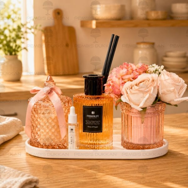 4 PARÇA FINMANLIFE PEMBE ODA KOKULU & MUMLU SET