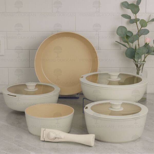 FALEZ AURİS TAK ÇIKAR KULP TENCERE SET KREM