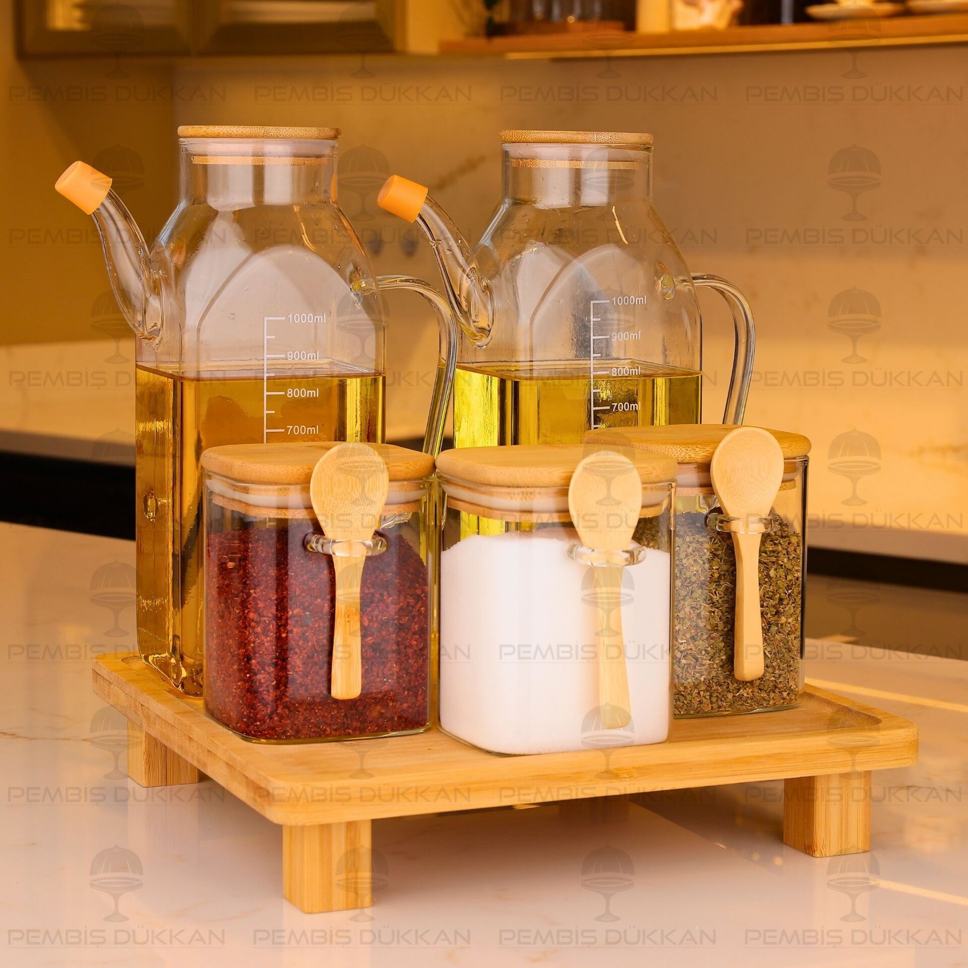 5Lİ KARE STANDLI, OCAK YANI YAĞDANLIK KOMBİN SET NO19