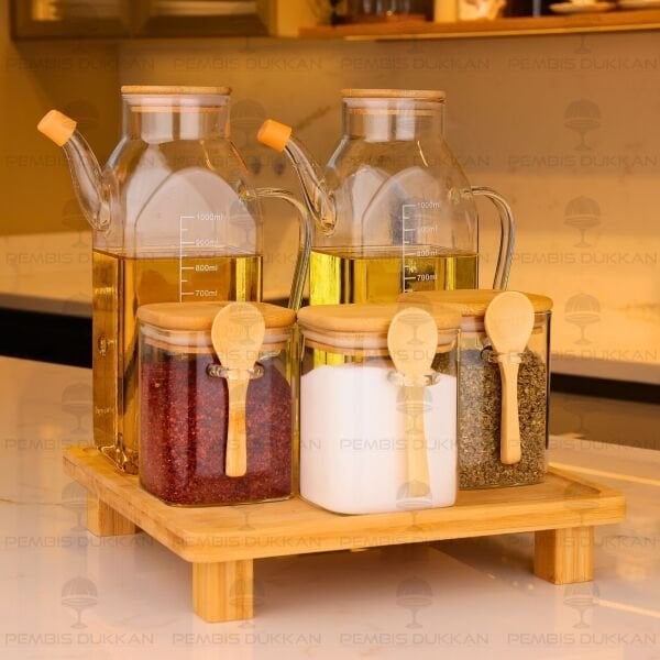 5Lİ KARE STANDLI, OCAK YANI YAĞDANLIK KOMBİN SET NO19