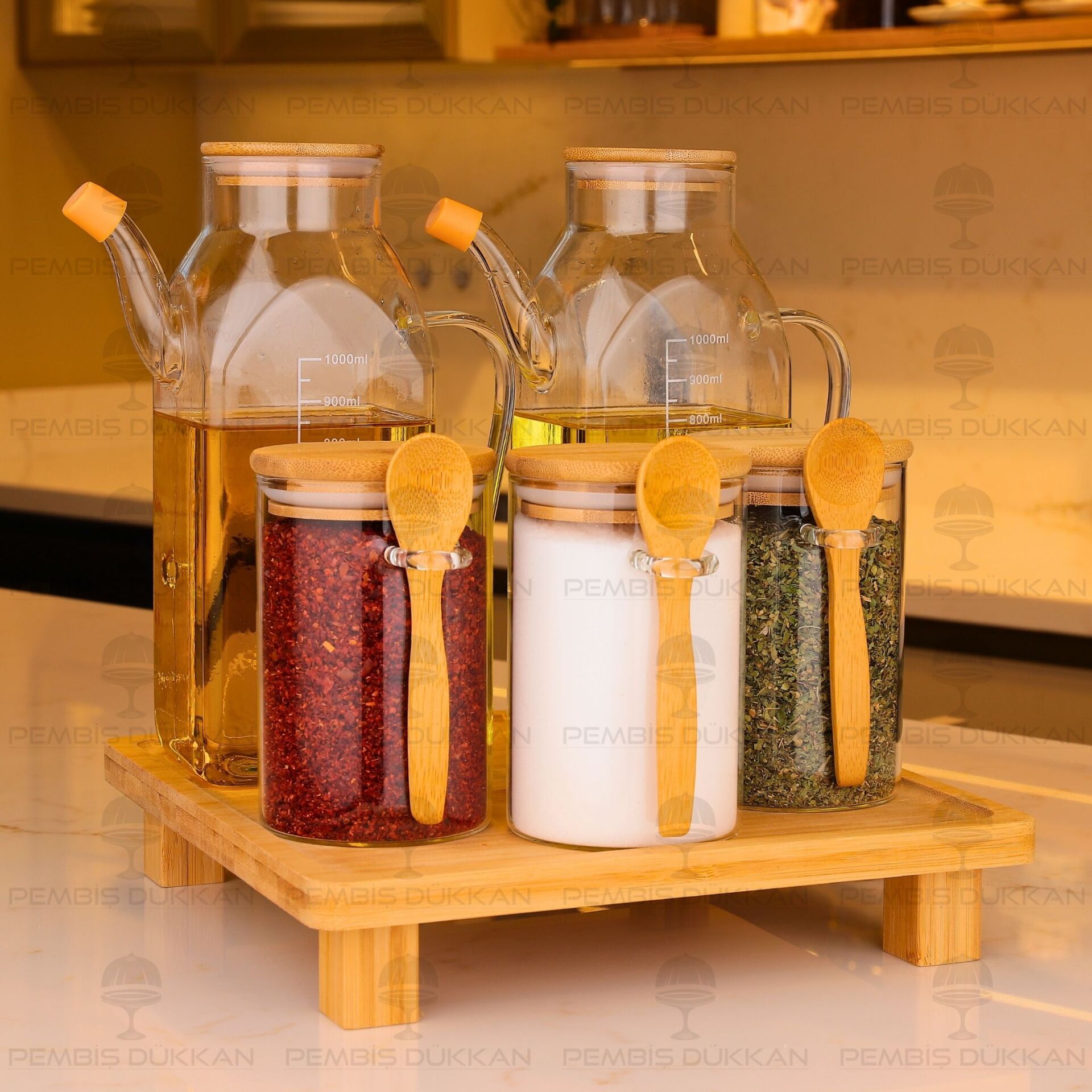 5Lİ KARE STANDLI, OCAK YANI YAĞDANLIK KOMBİN SET NO20