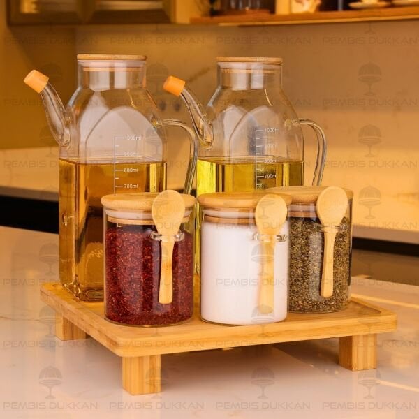 5Lİ KARE STANDLI, OCAK YANI YAĞDANLIK KOMBİN SET NO21