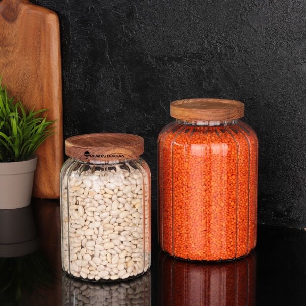 MN MENNY AKASYA KAPAKLI ÇİZGİLİ KAVANOZ 1800 ML (1S10)