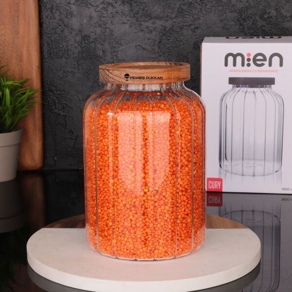 Cury Menny 1800ml Akasya Kapaklı, Çizgili Kavanoz (1s10)