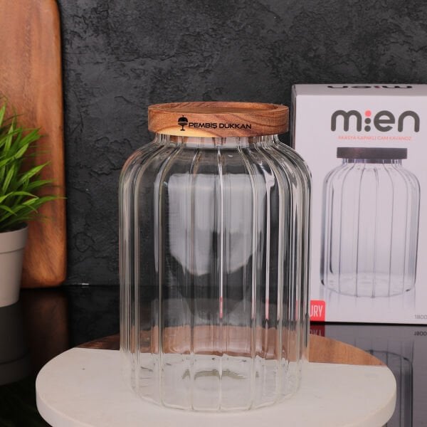 MENNY 1800ML AKASYA KAPAKLI, ÇİZGİLİ KAVANOZ (1S10)