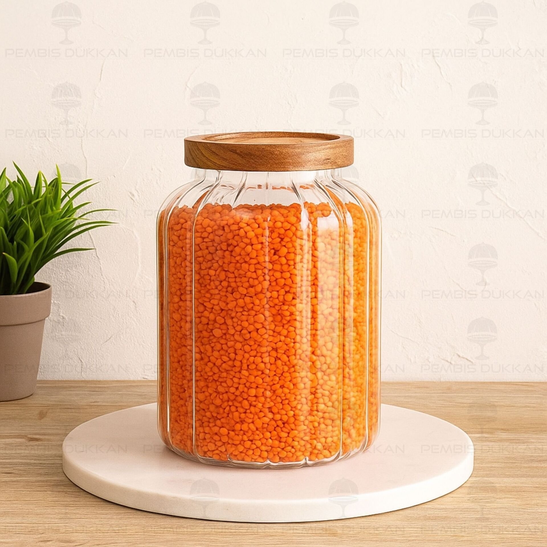 MENNY 1800ML AKASYA KAPAKLI, ÇİZGİLİ KAVANOZ (1S10)