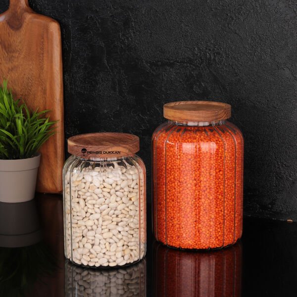 CURY 1200ML AKASYA KAPAKLI, ÇİZGİLİ KAVANOZ (1S09)