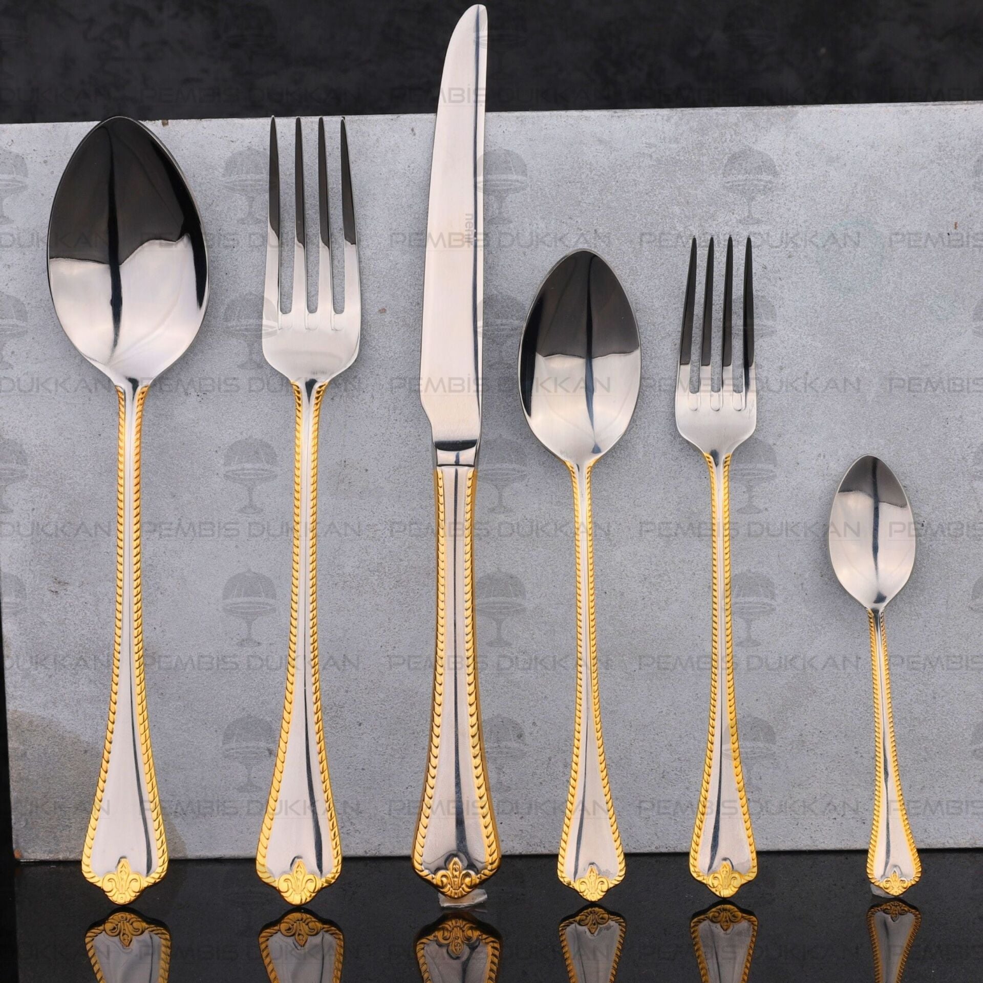 6 KİŞİLİK NEHİR FULYA ALTIN 36 PARÇA PASLANMAZ ÇELİK ÇKB SET
