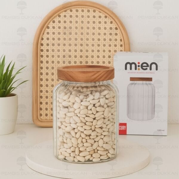 MENNY 1200ML AKASYA KAPAKLI, ÇİZGİLİ KAVANOZ (1S09)