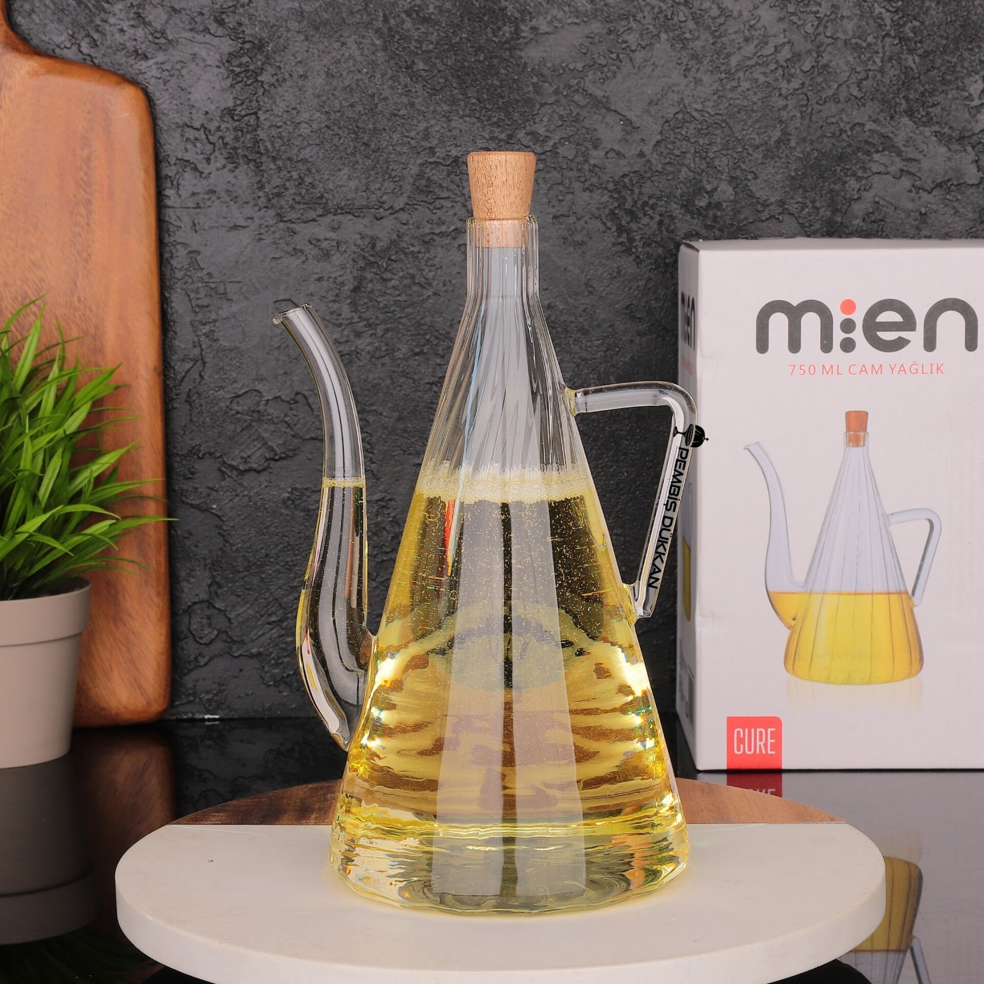 MN ÇİZGİLİ İBRİK MODEL 750ML BORASİLİKAT CAM YAĞDANLIK (1S29)