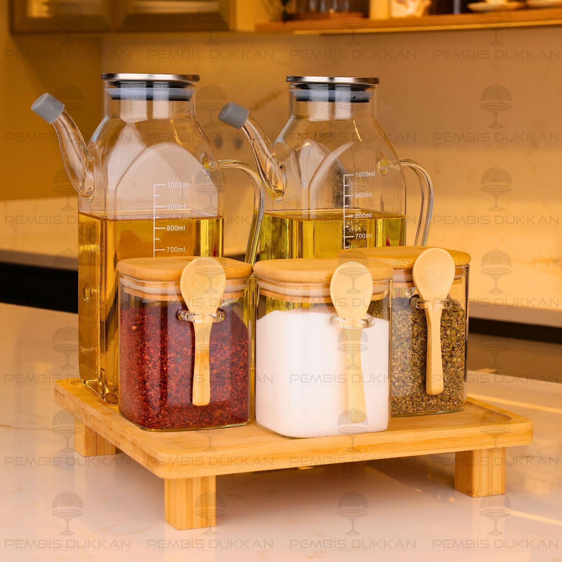 5Lİ KARE STANDLI, OCAK YANI YAĞDANLIK KOMBİN SET NO23