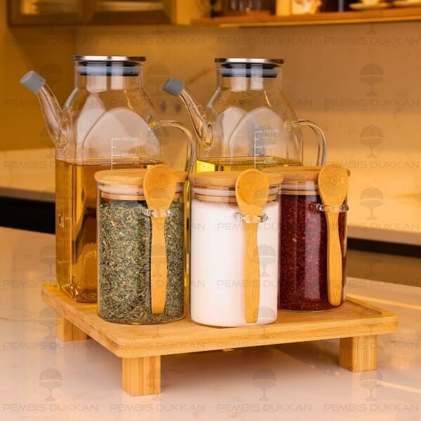 5Lİ KARE STANDLI, OCAK YANI YAĞDANLIK KOMBİN SET NO24