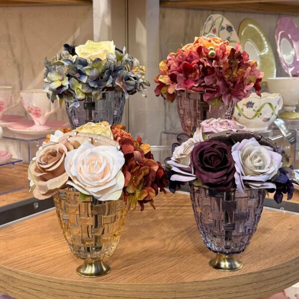 1 ADET SPREY HEDİYELİ CAM VAZOLU YAPAY ÇİÇEK (RENK SEÇİNİZ) NO1