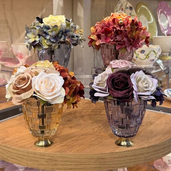 1 ADET SPREY HEDİYELİ CAM VAZOLU YAPAY ÇİÇEK (RENK SEÇİNİZ) NO1