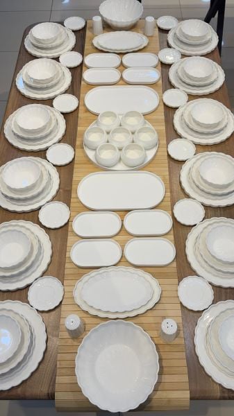 12 KİŞİLİK İSTİRİDYE SADE YEMEK & KAHVALTI PORSELEN SET NO 5