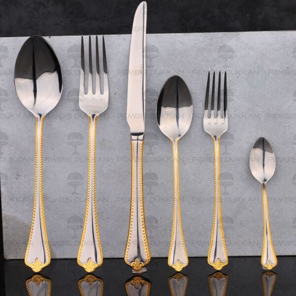 12 KİŞİLİK NEHİR FULYA ALTIN 72 PARÇA PASLANMAZ ÇELİK ÇKB SET