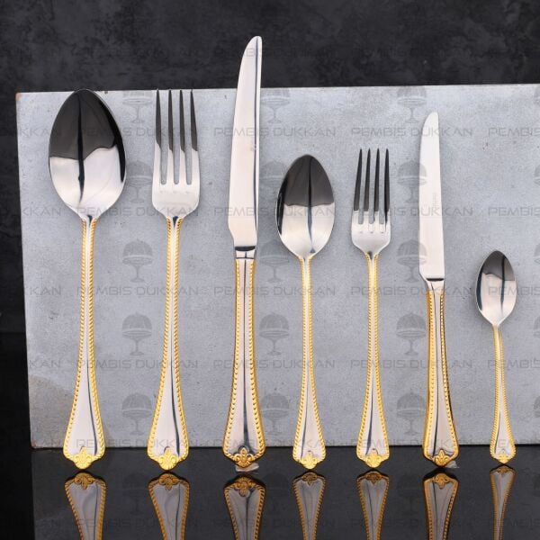 12 KİŞİLİK NEHİR FULYA ALTIN 84 PARÇA PASLANMAZ ÇELİK ÇKB SET