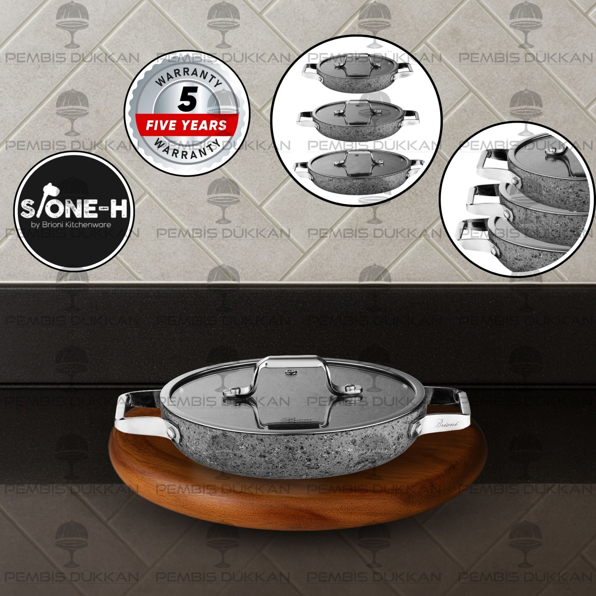 BRİONİ STONE-H 22 CM SAHAN TENCERE