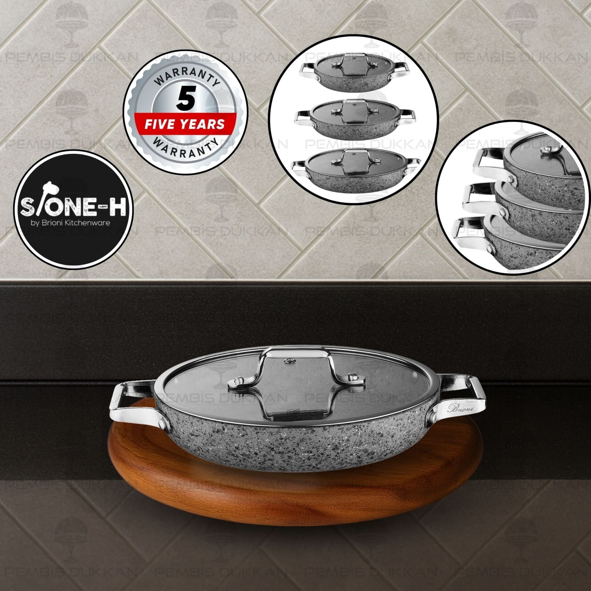 BRİONİ STONE-AGE 24 CM SAHAN TENCERE