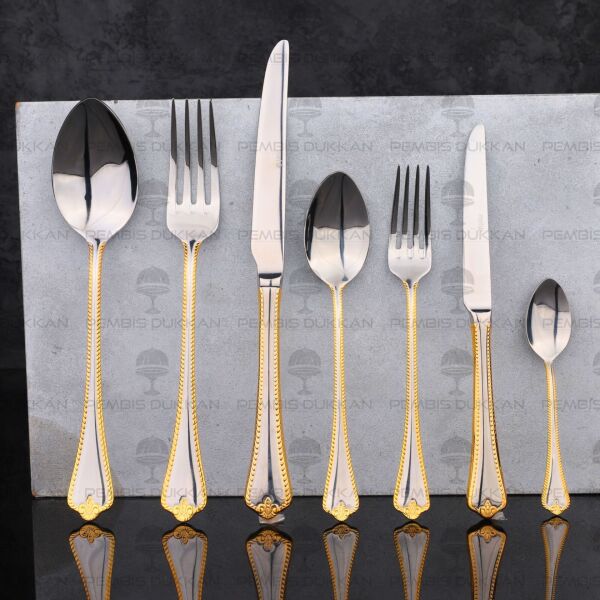 12 KİŞİLİK NEHİR FULYA ALTIN 89 PARÇA PASLANMAZ ÇELİK ÇKB SET