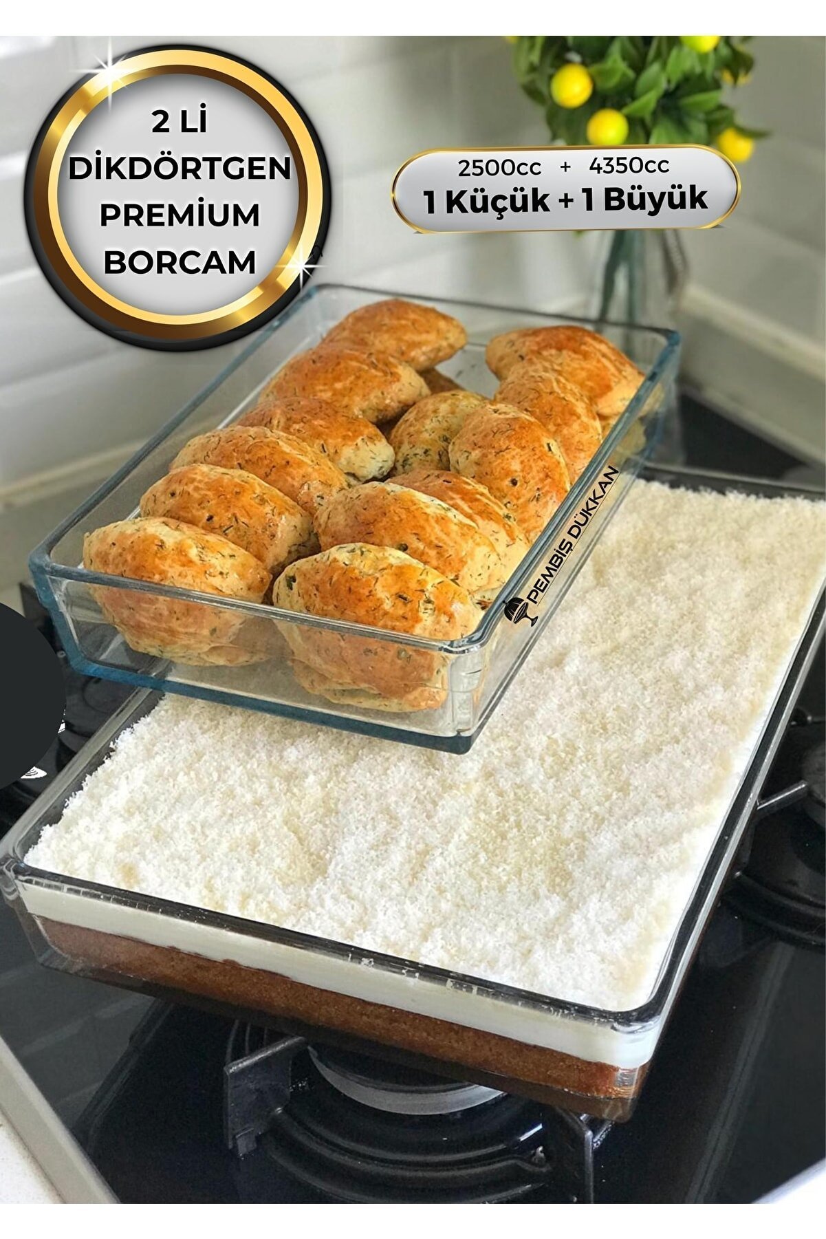 2Lİ DİKDÖRTGEN PREMİUM BORCAM SET
